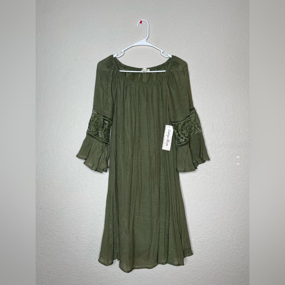 INDIGO ROSE green long sleeve dress